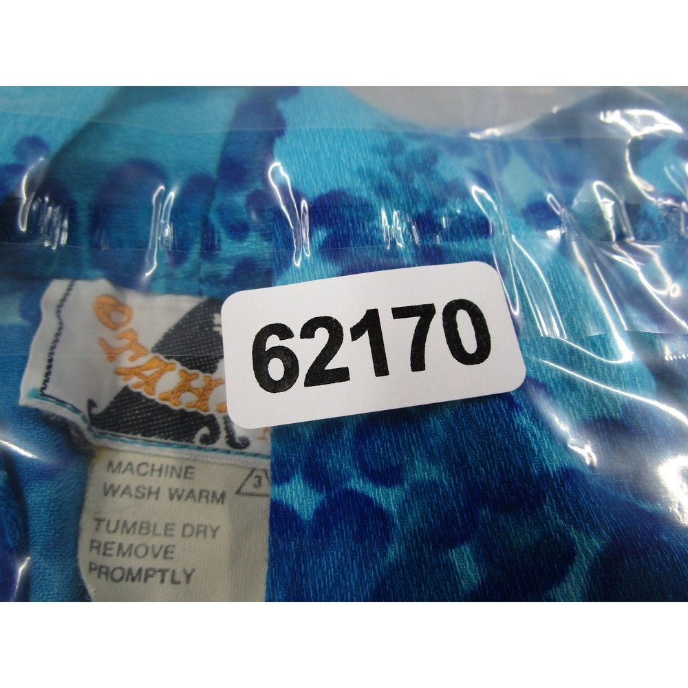 Otaheite Maui Vintage Blue Tropical Floral Kimono Robe Wrap Top Short Hawaiian - Picture 10 of 10